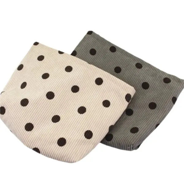 Corduroy Cosmetic Bag with Smile face design
