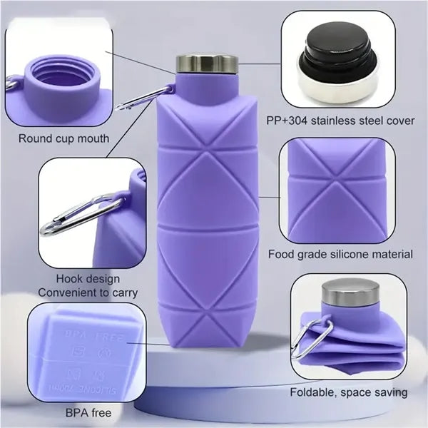 24oz Outdoor Foldable Silicone Sports Water Bottle