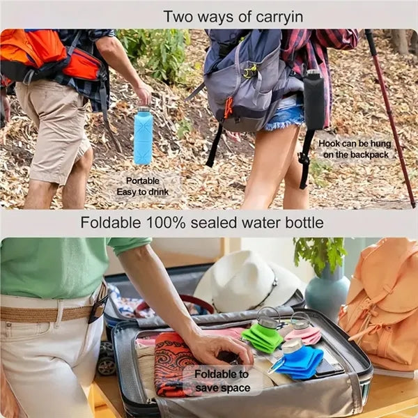 24oz Outdoor Foldable Silicone Sports Water Bottle