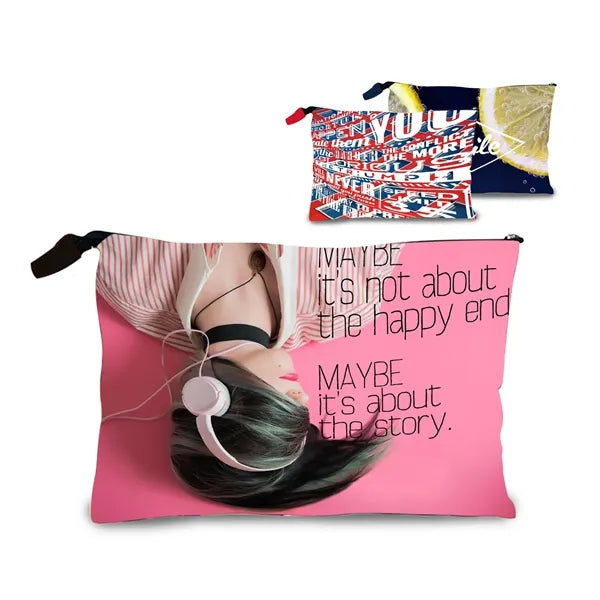 Full color Edge-to-Edge Zippered 5 oz. Cotton Large Pouch