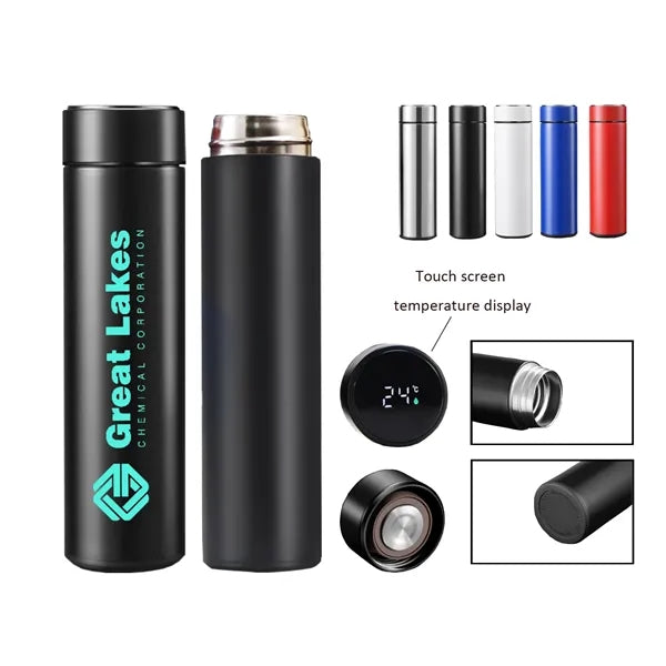 Stainless Steel Water Bottle with Temperature Display Cover
