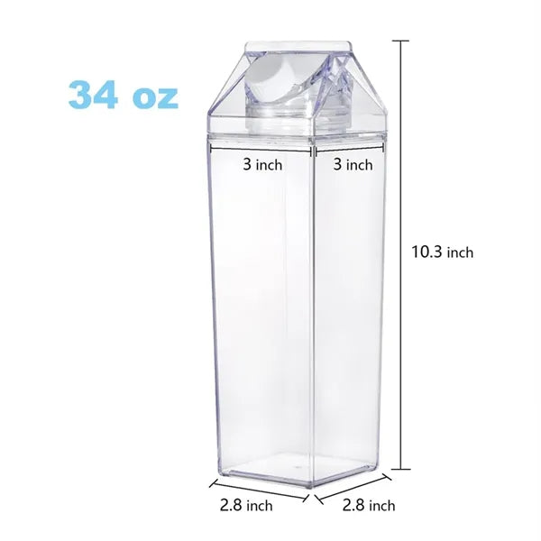 34oz Transparent Milk Carton Water Bottle