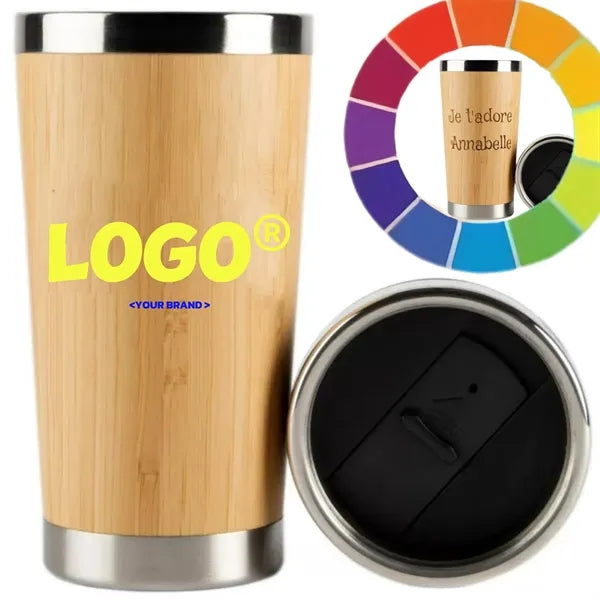 Stainless Steel Bamboo Travel Mug wih Lid