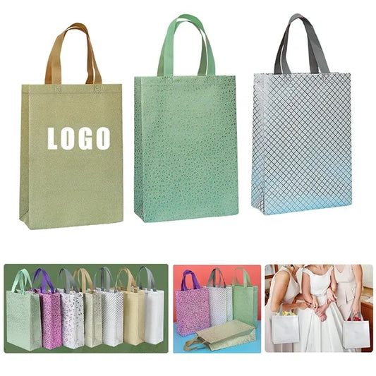 Large Silver Metallic Glitter Tote
