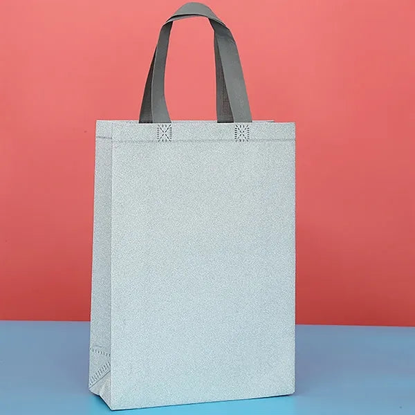 Large Silver Metallic Glitter Tote