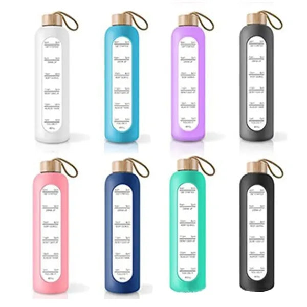 34oz Glass Water Bottle With Silicone Sleeve
