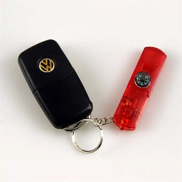 Whistle Light And Compass Keychain