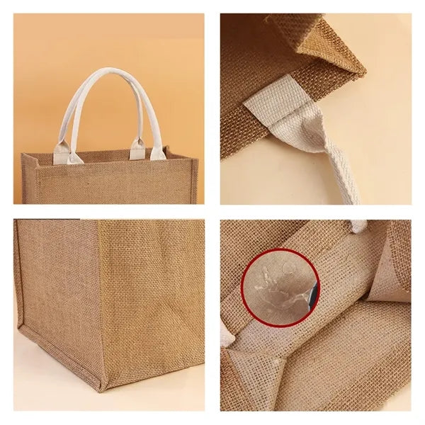 Natural Jute Burlap Stylish Rope Handle Tote Bags