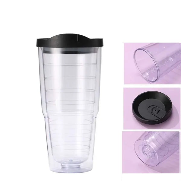Double Wall Plastic Clear Insulated Tumbler 24oz