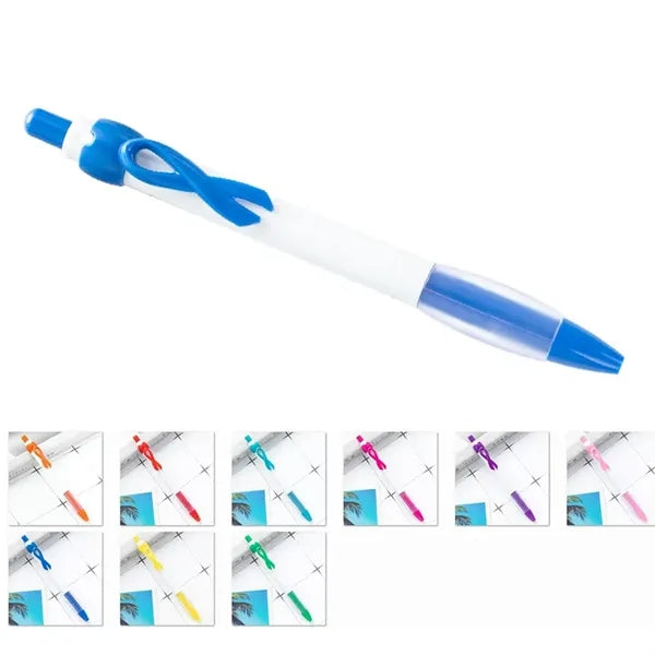 Ribbon Plastic Refillable Click Action Ballpoint Pen