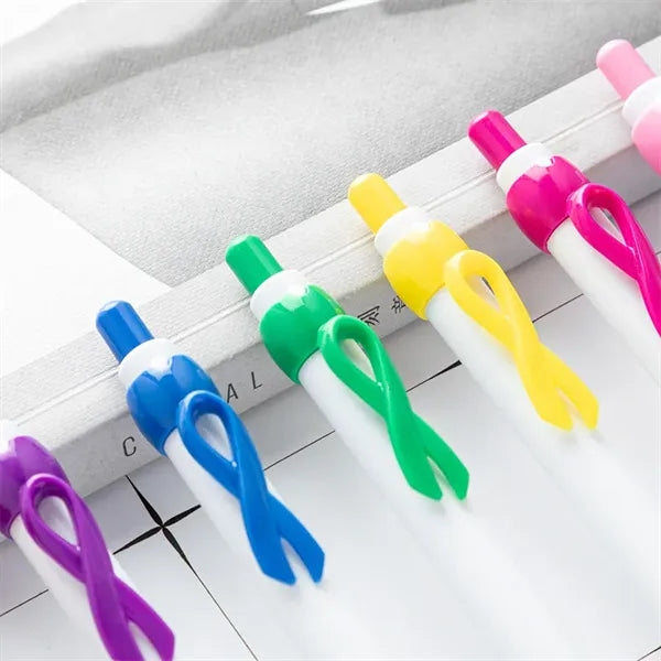 Ribbon Plastic Refillable Click Action Ballpoint Pen