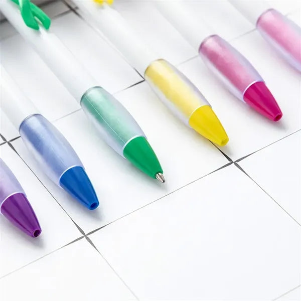 Ribbon Plastic Refillable Click Action Ballpoint Pen