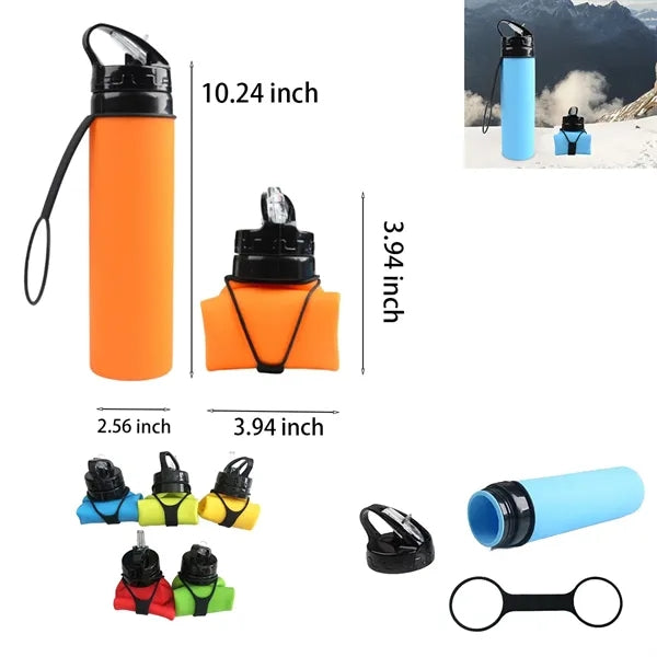 Silicone Folding Water Bottle Outdoor Portable Sports
