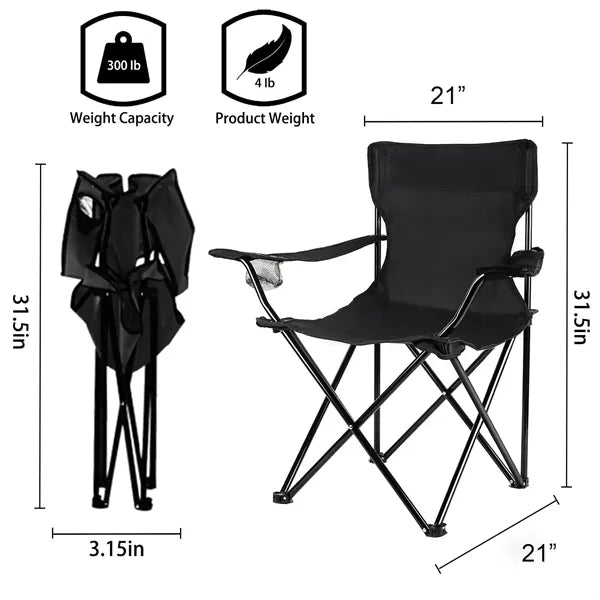 Lightweight Portable Beach Chair High Back with Cup Holder
