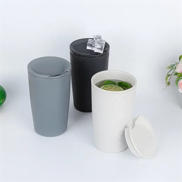 18oz Wheat Straw Plastic Coffee Cup with Lid