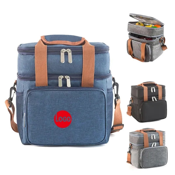 Double Layer Cooler Insulated Lunch Tote Bag