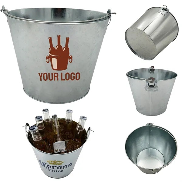 5L Galvanized Metal Ice Bucket With Handle