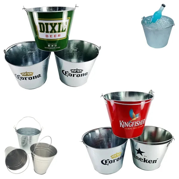 5L Galvanized Metal Ice Bucket With Handle