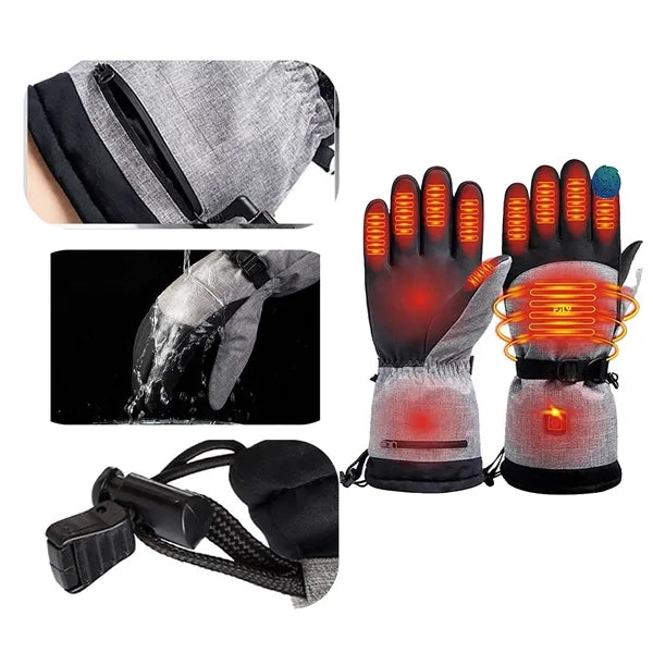 Rechargeable Heated Gloves Touchscreen Waterproof Electric