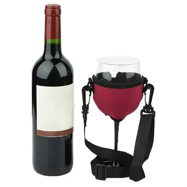 Neoprene Wine Glass Sleeve With Adjustable Neck Strap