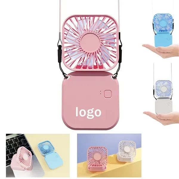 Portable Rechargeable USB Handheld Fan With Neck Lanyard