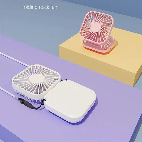 Portable Rechargeable USB Handheld Fan With Neck Lanyard