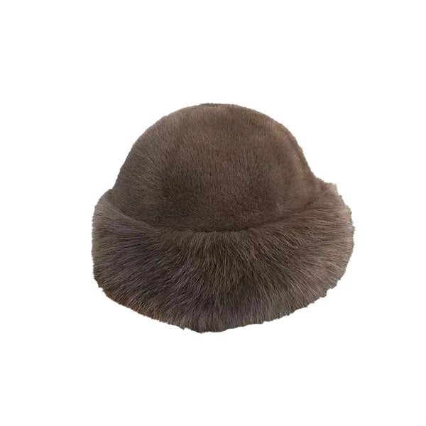 Faux Fur Bucket Hat Fisherman Winter Aussie Cap Mink Furry