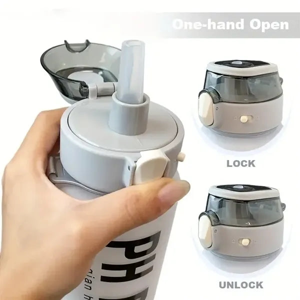 1L Motivational Sports Water Bottle With Time Marker