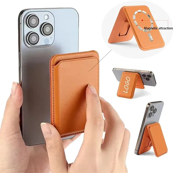 Phone Stand With Magnetic Attachment And Card Holder