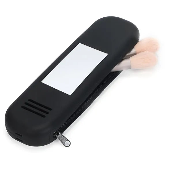 Portable Silicone Makeup Brush Bag w/ Mirror