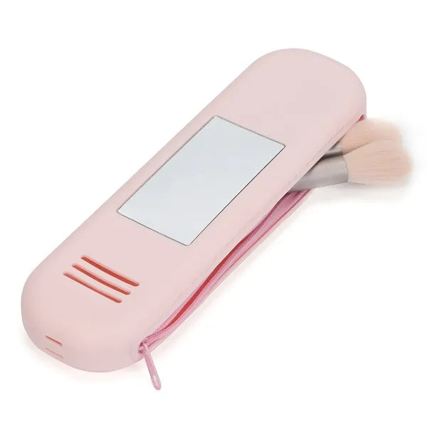 Portable Silicone Makeup Brush Bag w/ Mirror
