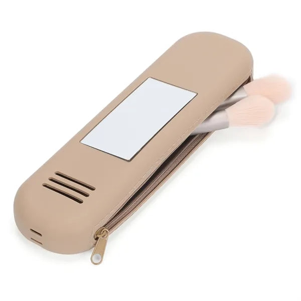 Portable Silicone Makeup Brush Bag w/ Mirror