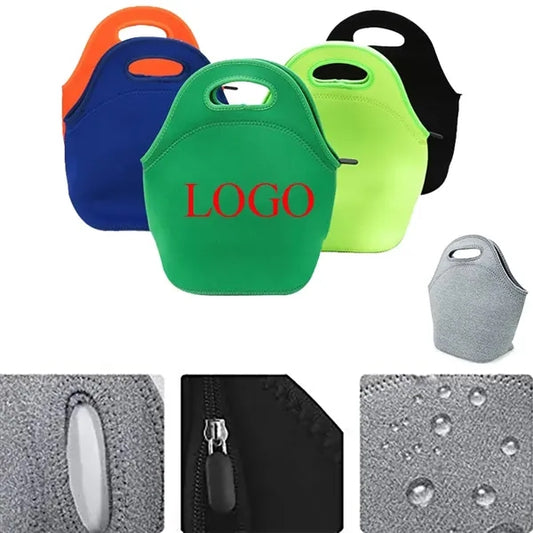 Neoprene Insulated School Lunch Tote Bag w/Zipper