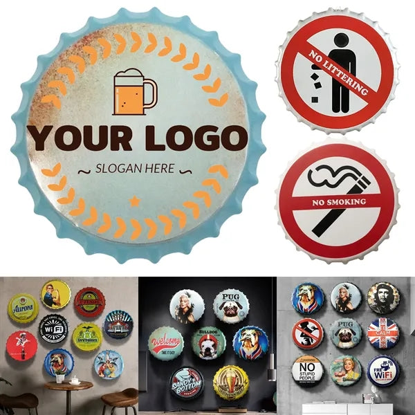 Round Bottle Caps Metal Tin Sign