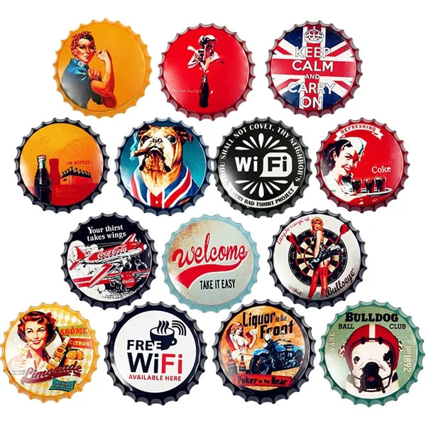 Round Bottle Caps Metal Tin Sign