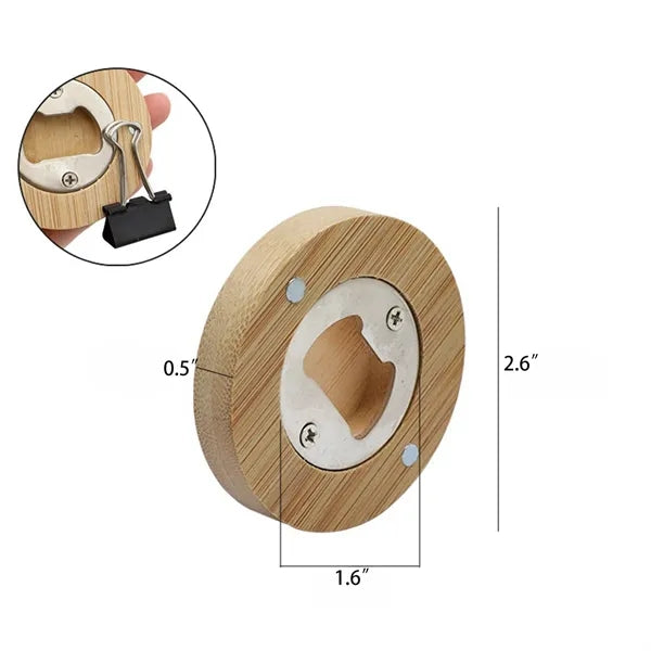 Round Magnetic Wood Coaster Bottle Opener