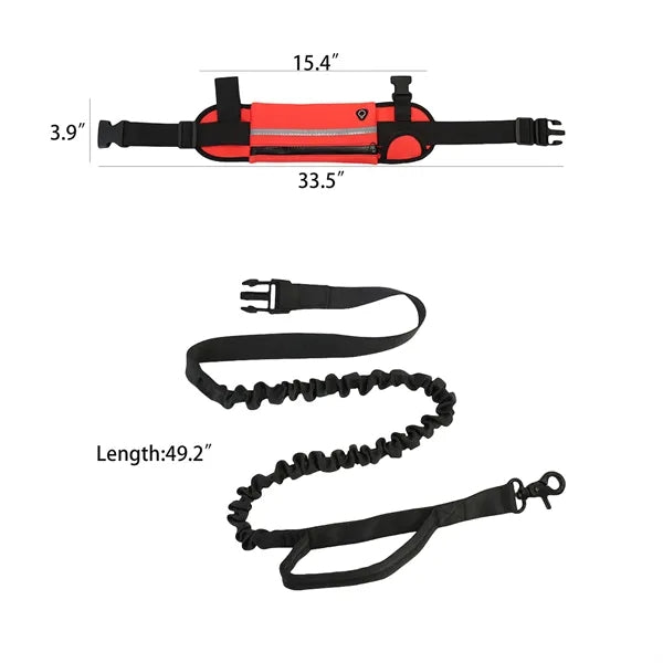 Nylon Hands Free Dog Leash with Pouch