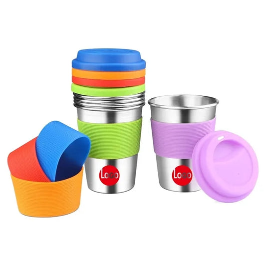 12oz Stainless Steel Cup With Silicone Lid And Sleeve