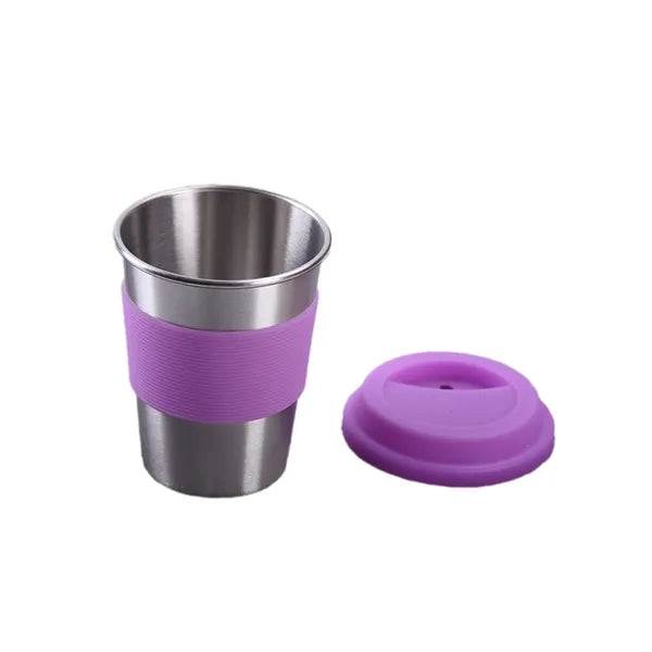 12oz Stainless Steel Cup With Silicone Lid And Sleeve