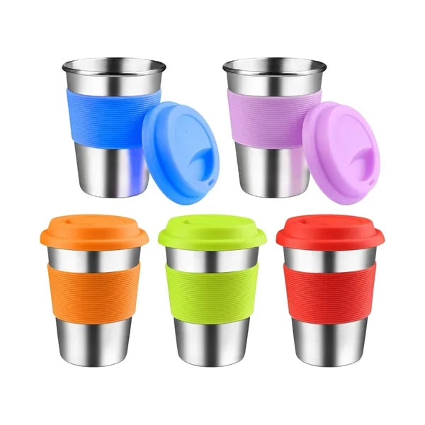 12oz Stainless Steel Cup With Silicone Lid And Sleeve