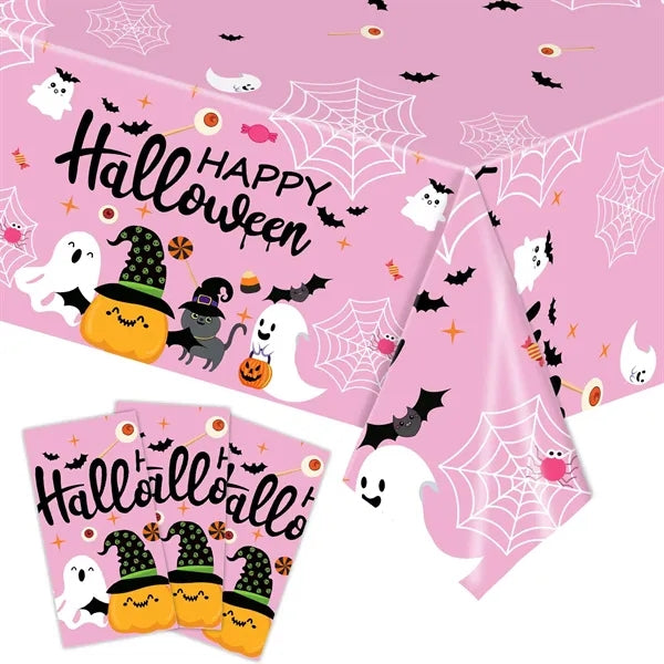 Pink Halloween Party Tablecloth Disposable PE for Kids