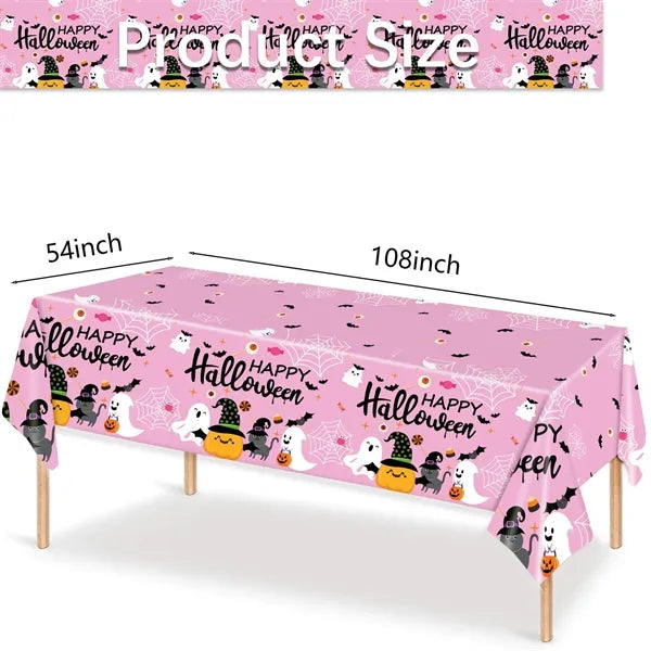 Pink Halloween Party Tablecloth Disposable PE for Kids