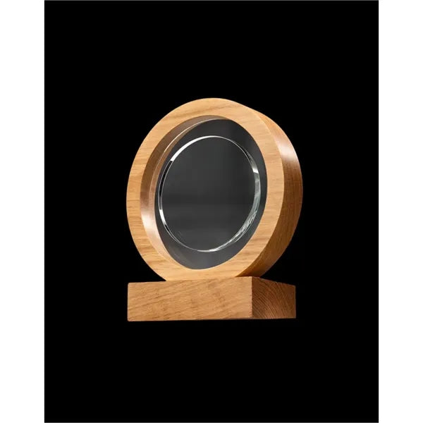Round Glass Awards with Wood Base