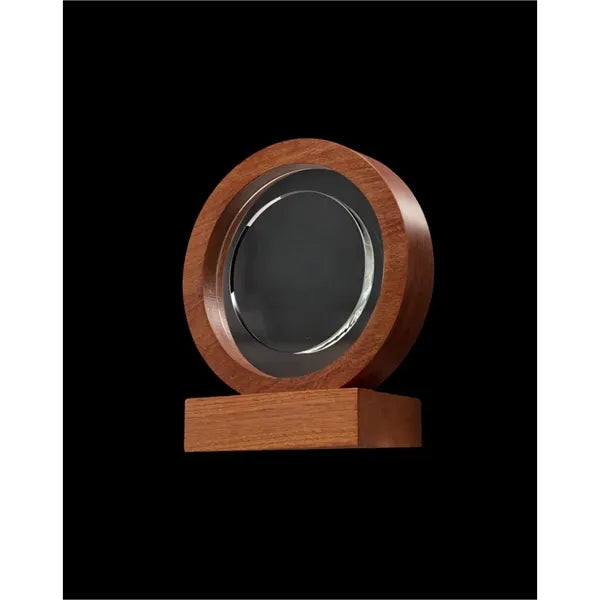 Round Glass Awards with Wood Base