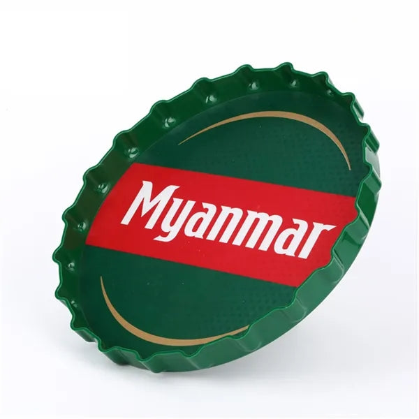 Bottle cap shape anti slip Plastic serving tray for party