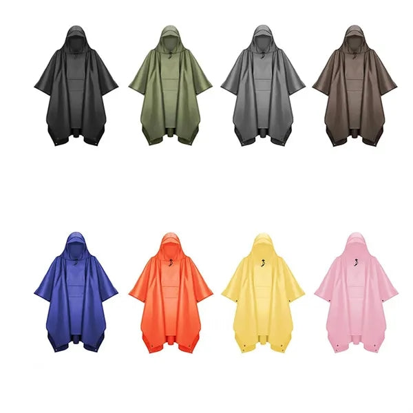Hooded Rain Poncho For Adult With Pocket