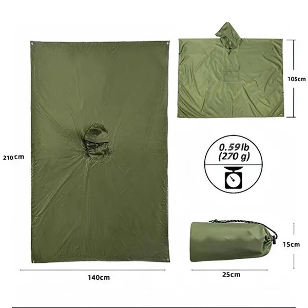 Hooded Rain Poncho For Adult With Pocket