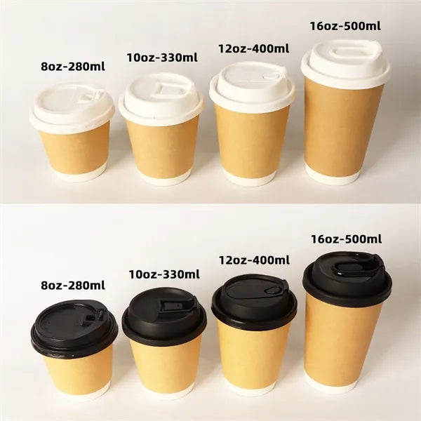 Disposable White Paper Coffee Cups Leakproof Portable