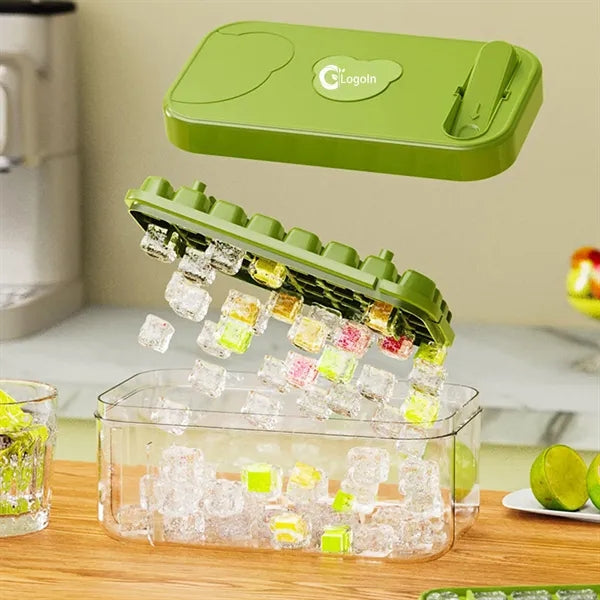 Ice Cube Tray with Lid and Bin Container Storage Bucket Kit