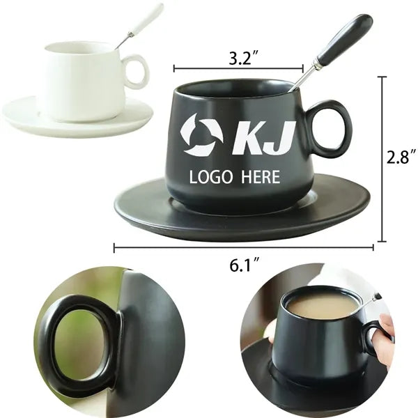 10oz Espresso Cup Set With Tray And Mixing Spoon